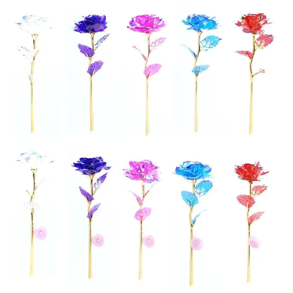 

1PC Artificial Foil Plated Gold Rose Lasts Forever Mother's day Galaxy Flower LED Valentine's Luminous Decor Wedding Love D3N5