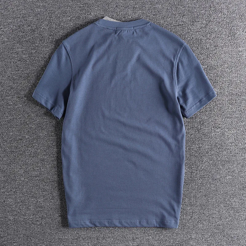 

Scottish style hit color trend youth solid color summer European and American men's round neck short-sleeved T-shirt