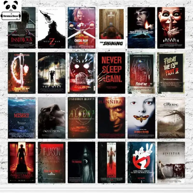 

Horror Movie Metal Poster Wall Stickers Plaque Metal Vintage Thriller Movie Metal Tin Sign Wall Decor For Bar Pub Club Man Cave