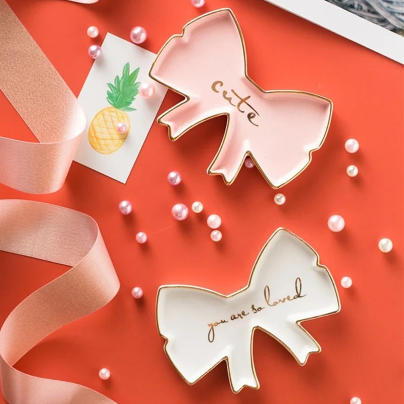 Поднос для хранения ювелирных украшений в спальню поднос с золотым ободком