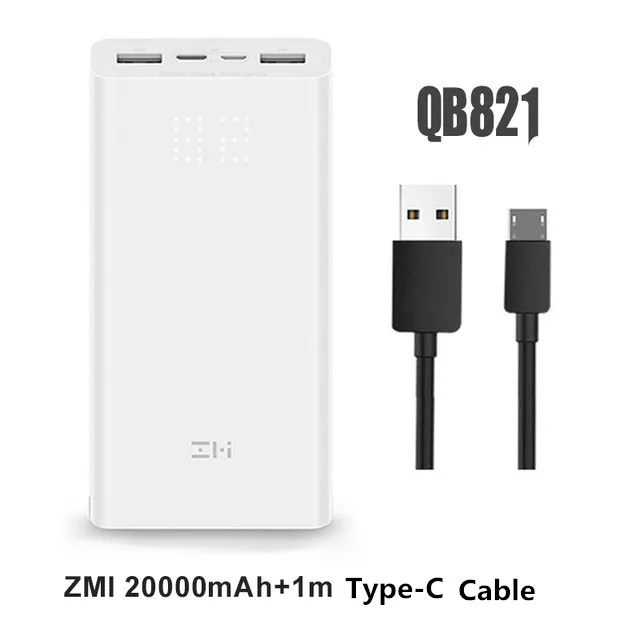 ZMI power Bank 20000 мАч цифровой дисплей 18 Вт QC3.0 Быстрая зарядка Dual USB 20000 мАч Внешний аккумулятор для смартфонов - Цвет: white add Type C