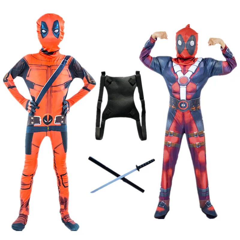 Детский костюм супергероя для косплея на Хэллоуин/Карнавал Дэдпул |