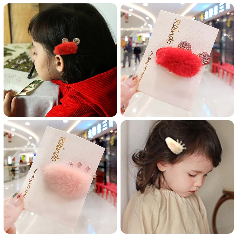 Милые цвета для девочек искусственный мех кролик медведь кошачьи ушки корона