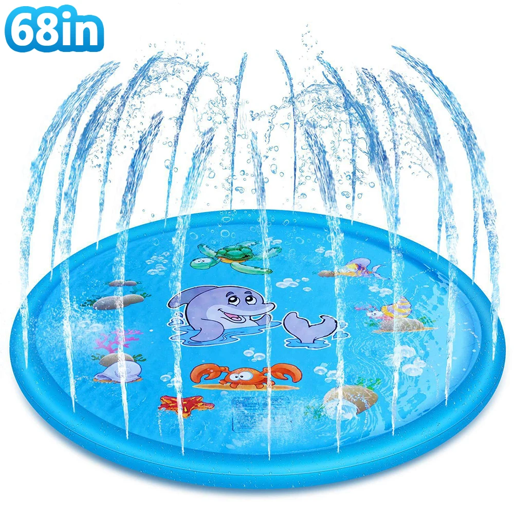 

Live splash mat, 68-inch children and dog sprinkler, summer outdoor inflatable water play mat, backyard fountain water play toys