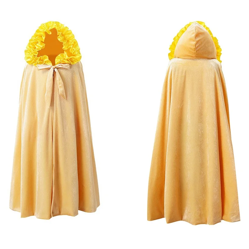 Накидка принцессы с капюшоном для девочек велюровый нарядный костюм детское