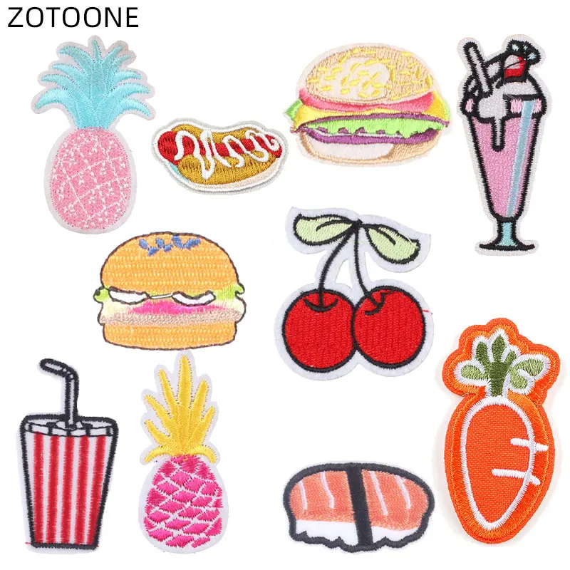 

ZOTOONE Hamburger Patches Iron on Badges for Clothing Embroidered Pineapple Patches for Kids DIY Stripe Stickers Appliques E