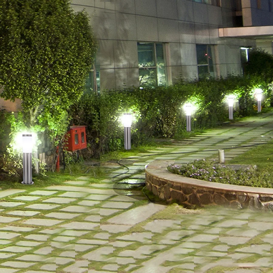 Thrisdar Outdoor Garden Pillar Light Stainless Steel Villa Landscape Street Post Light Community Road Pathway Lawn Light