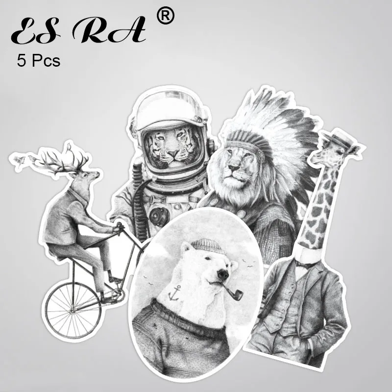 5 шт./компл. забавные белые наклейки с животными Lugguage водонепроницаемые ПВХ для