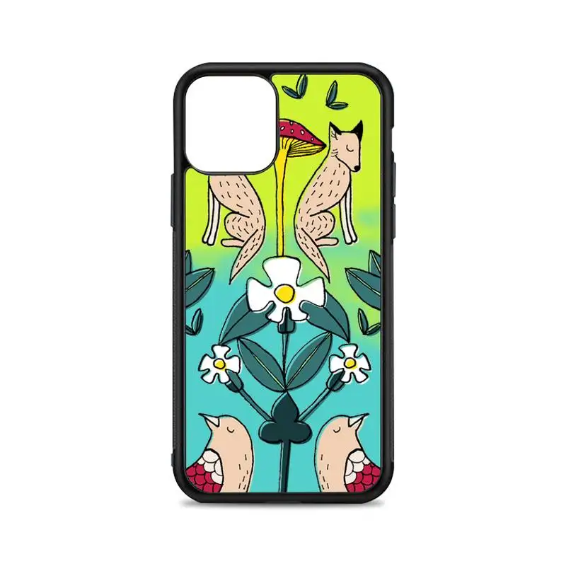 

Fox and bird Phone Case for iPhone 12 mini 11 pro XS Max X XR 6 7 8 plus SE20 High quality TPU silicon and Hard plastic cover