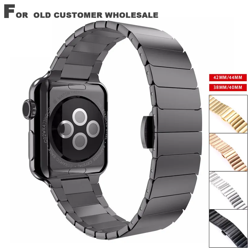 Ремешок из нержавеющей стали для Apple Watch 4 3 звеньевой браслет iwatch 38 40 42 44 мм