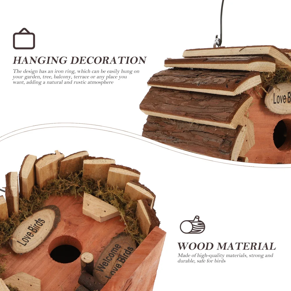 

1pc Wooden Bird Feeder Outdoor Garden Bird Nest Hanging Birds Feeding Tool