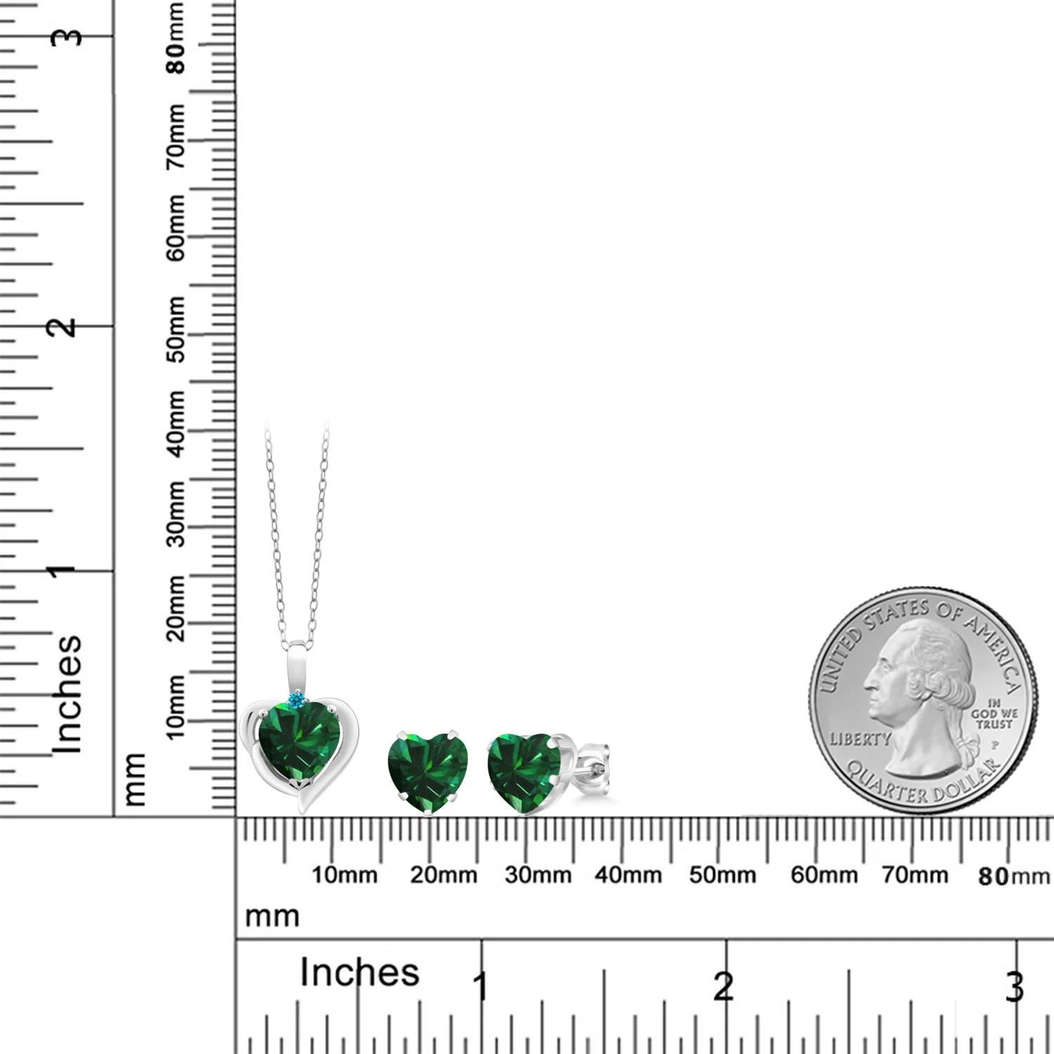 Драгоценный Камень Королевский 2 41 карат в форме сердца зеленый имитированный