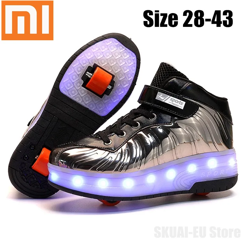 

Xiaomi Child Glowing Shoes Kids Roller Skate Sneakers Children Led Light up Shoes Junior Girls Boy Luminous Sneakers with Wheels