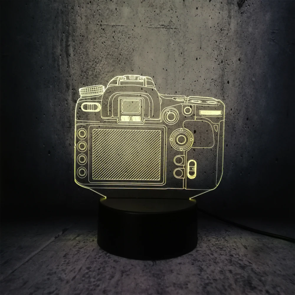 Модель камеры многоцветная изменение 3D лампа настольная декоративная рядом
