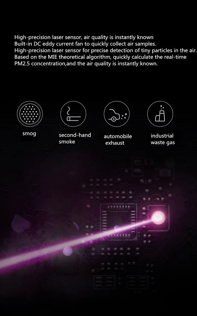 Xiaomi smart mi PM2.5 детектор воздуха портативный PM 2,5 mi ni чувствительный mi jia монитор качества воздуха для домашнего офиса отеля mi светодиодный экран