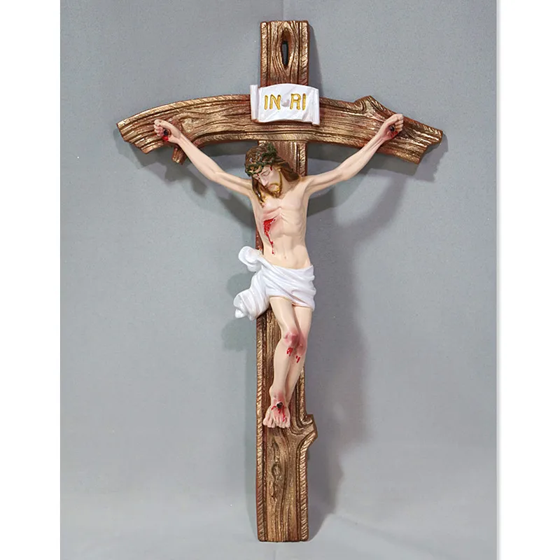 

Jesus Cross Wall Decor Orthodox Cross Christ Catholic Cross Resin Cartoon Vintage Pendulum Table Decoration