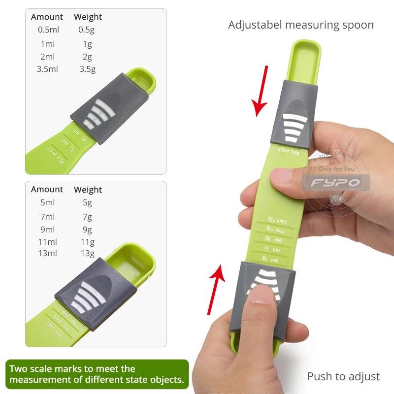 Fypo Eight Stalls Adjustable Kitchen Scale Measuring Spoons Measure cup Double End Metering Spoon baking tool Gadgets | Дом и сад