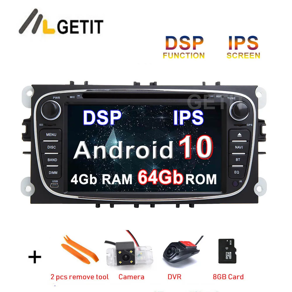 DSP IPS Android 10 автомобильный DVD стерео Мультимедийный плеер GPS для Ford Mondeo Focus S/C Max Galaxy