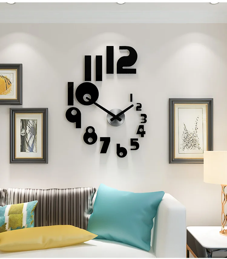 

Fashion Acrylic Wall Clock Black Simple Roman Numeral Diy Wall Clock 3d Sticker Minimalist Reloj Pared Home Decoration WE50WC