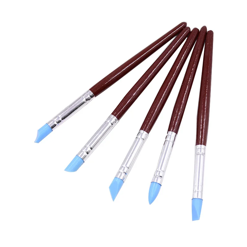 5 черных силиконовых ручек для ногтей инструмент из пяти предметов мягкая глина