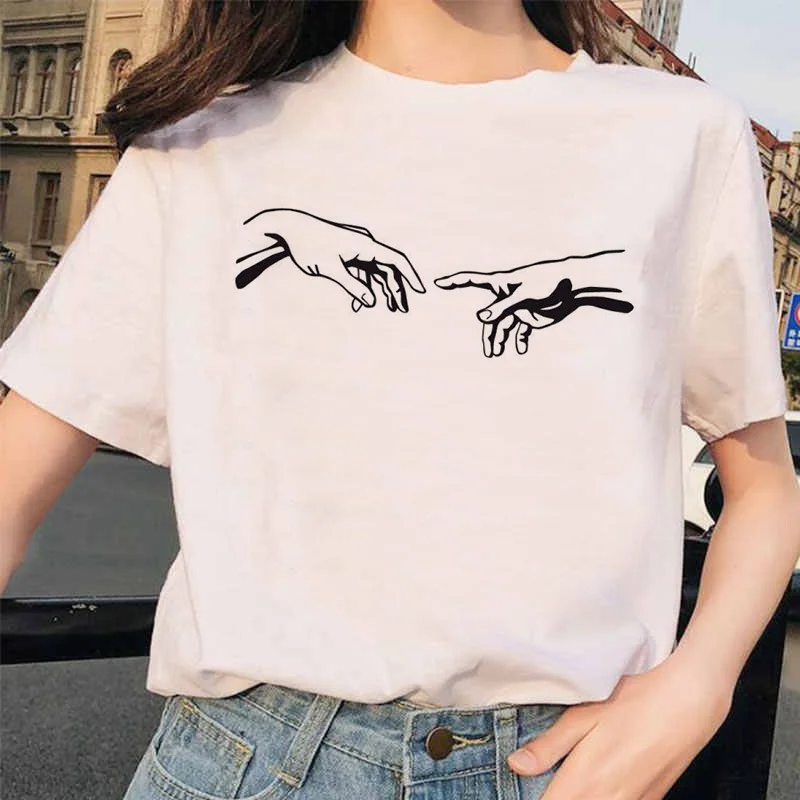 Новинка, футболка микеланжело, Ulzzang Hands Femme, винтажная женская футболка Харадзюку, 90 s, эстетическая, женская, эстетическая, гранж, графическая футболка