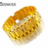 qeenkiss bt5129 fine jewelry wholesale fashion hot man boy father birthday wedding gift wide 18mm 24kt gold watch chain bracelet
