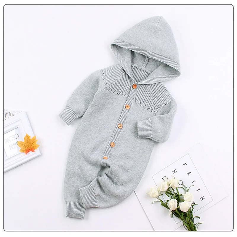 Трикотажный Осенний комбинезон для новорожденных мальчиков и девочек хлопковый