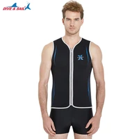 3mm neoprene wetsuit mens sleeveless front zipper top vest high stretch fabric snorkeling surf sunscreen swimsuit