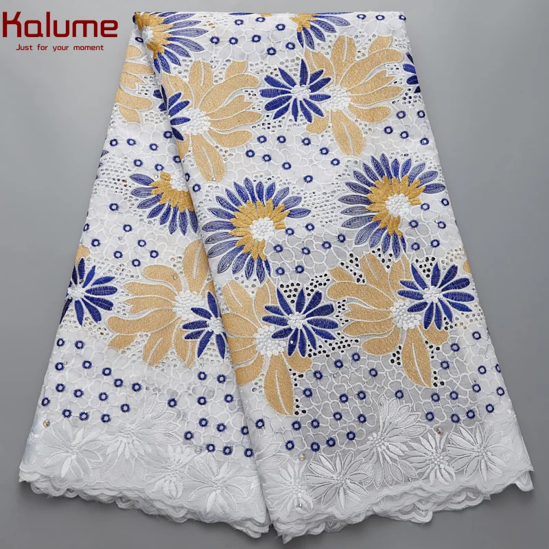 

Kalume 2021 African Cotton Lace Fabric High Quality Swiss Voile 5 Yards Nigerian Lace Fabric For Party Diy Dress Sew Cloth H2610