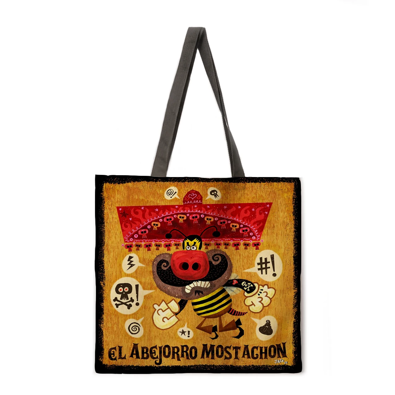 

Mexico Pop Art Linen Shopping Bag Ladies Shoulder Bag Foldable Shopping Bag Beach Tote Bag