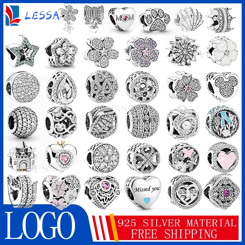

4 S925 sterling silver pendant DIY with logo suitable for unique bracelet temperament holiday birthday gifts for girls