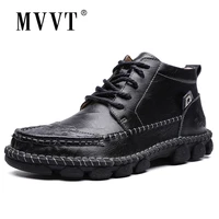 hand stitching leather men boots fashion handmade ankle boots outdoor autumn boots men casual leather shoes man