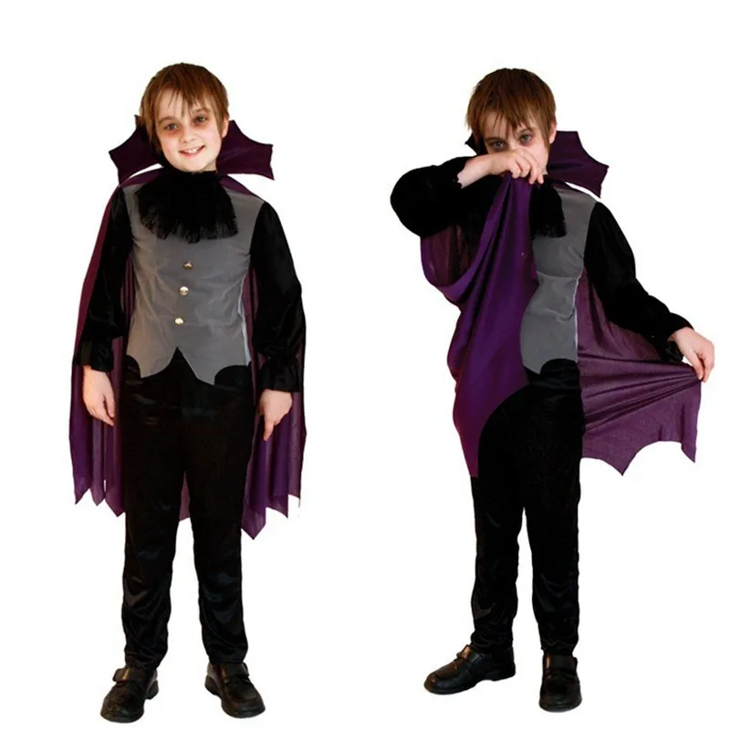 

M-XL Boys Vampire Cloak Scary Cosplay Kids Children Halloween Dracula Costumes Carnival Purim Stage play Masquerade party dress