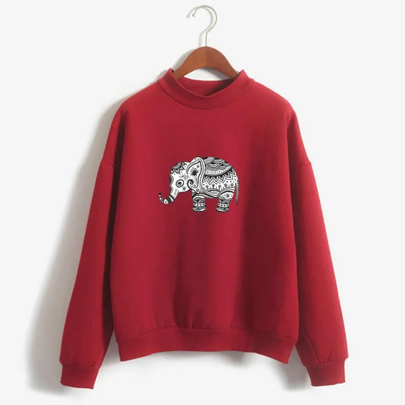 

Hoodies autumn winter cartoon sweatshirts Retro flower elephant japanese print fleece loose sweatshirt female harajuku pullover