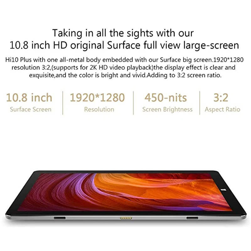 

64-bit OS 10.8 inch CWI527 Dual OS Tablet Windows 10 & Android 5.1 x5-Z8350 Quad core 4GB+64GB HDMI-compatible 1920 x 1280 IPS