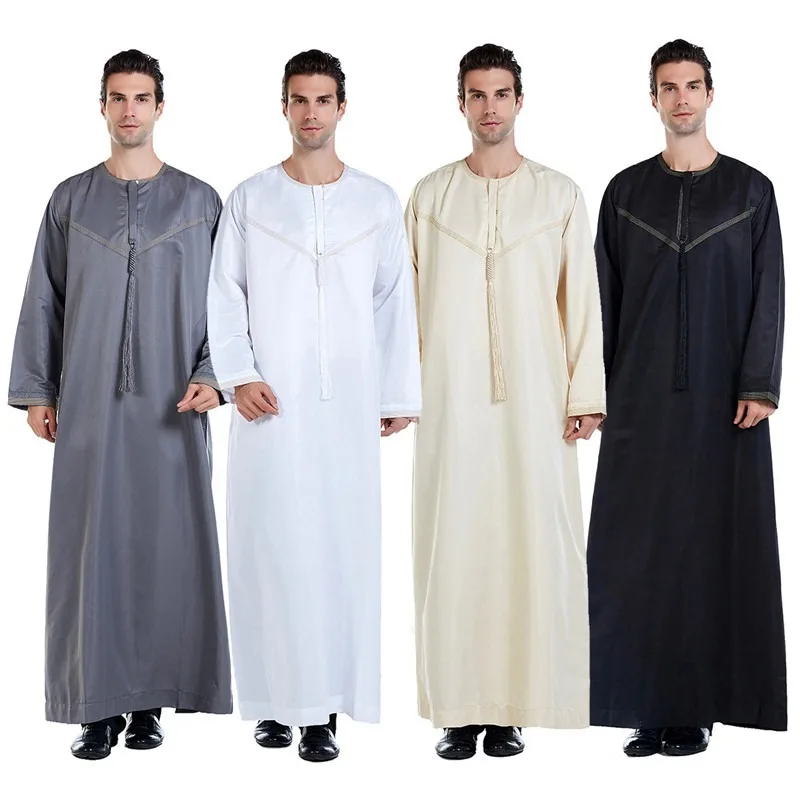 Muslim fashion arab saudi thobe Men Jubba Thobe polyester panjabi dress for men islamic clothing kurta for men Long sleeve plus