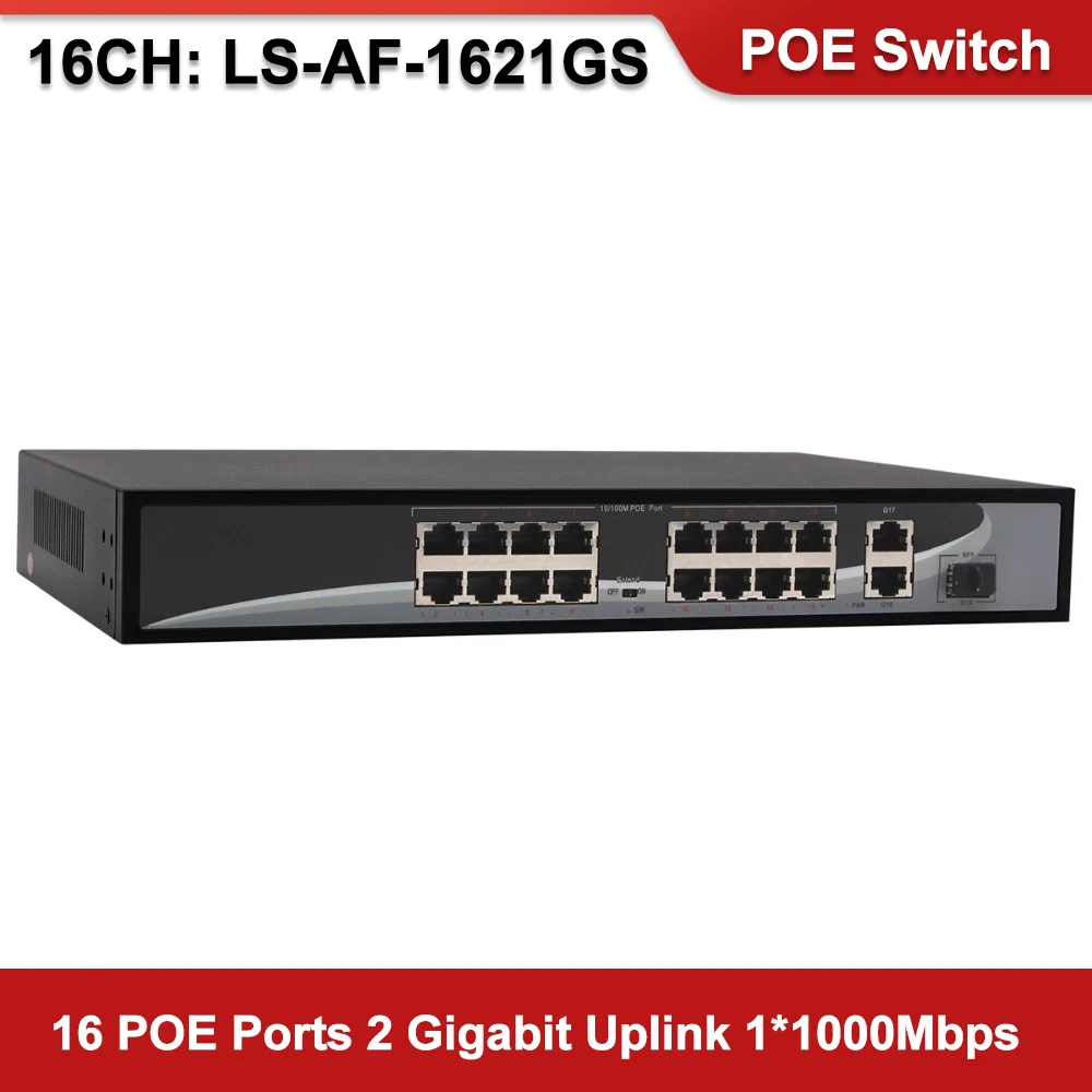 Anpviz 16 Порты коммутатор питания через ethernet с POE 2 Gigabit Uplink 1*1000 Мбит для