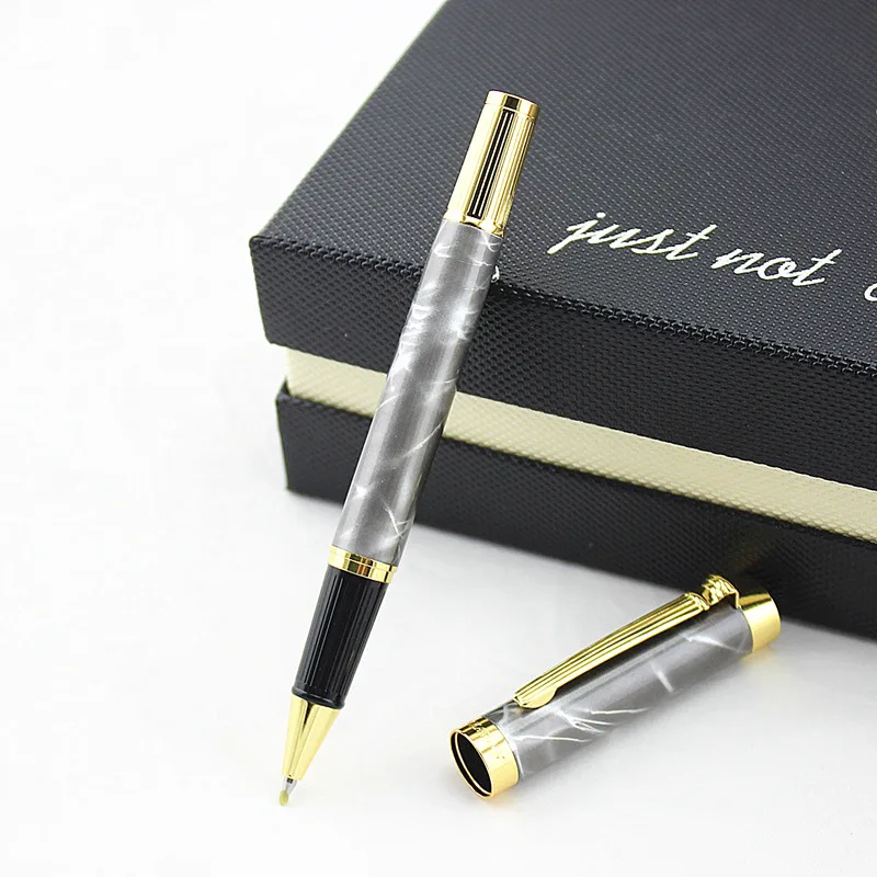 Роскошная классическая брендовая золотистая шариковая ручка с мраморным узором