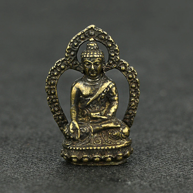 Мини-фигурки Будды из латуни в стиле ретро Западная троица медь буддизм фэн-шуй