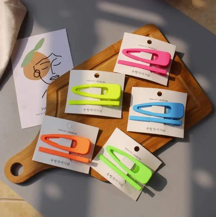 Бесплатная доставка ins женские неоновые цветные заколки для волос девушек