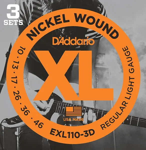 EXL110-3D Nickel Wound Струны для электрогитары Regular Light 10-46 3 комплекта D&#x27Addario |