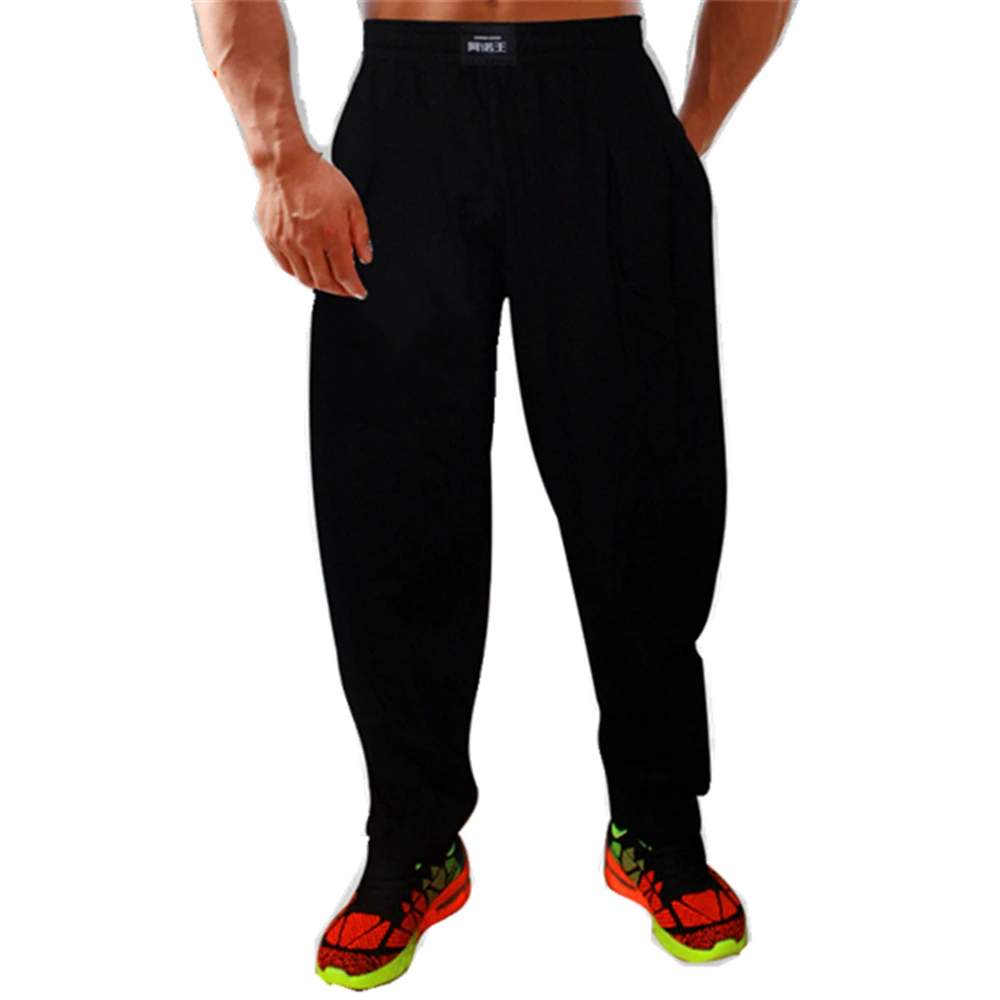 Мужские мешковатые штаны для бодибилдинга высокоэластичная хлопковая одежда