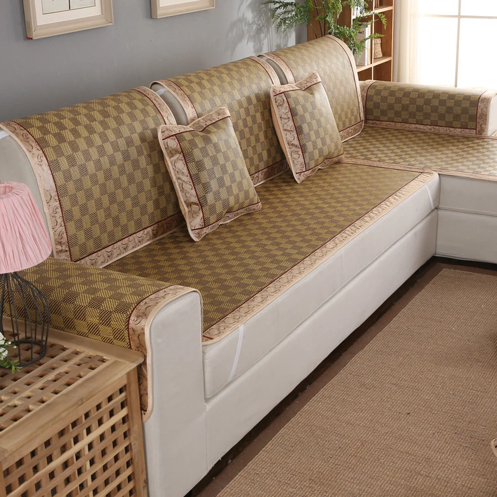 Стильный удобный комплект чехлов для дивана из ротанга тканевых наволочек