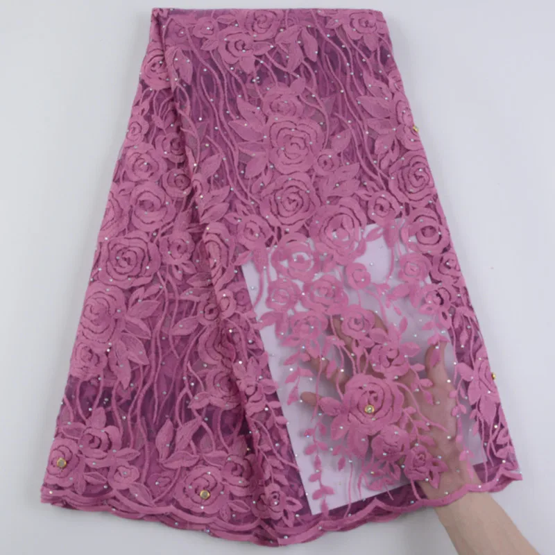 Французская небесно голубая кружевная ткань африканский тюль с вышивкой камнями