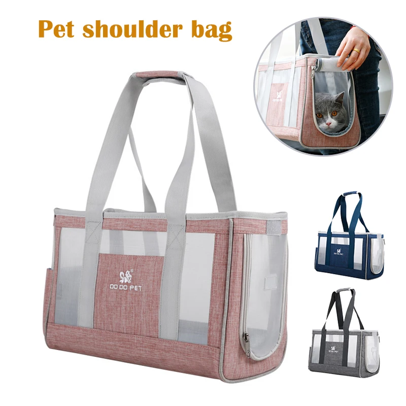 

Pet Dog Cat Single Breathable Shoulder Bags Portable Four Sides airy outdoor Light Handbag Durable Travel Puppy Bag Pet Supplies