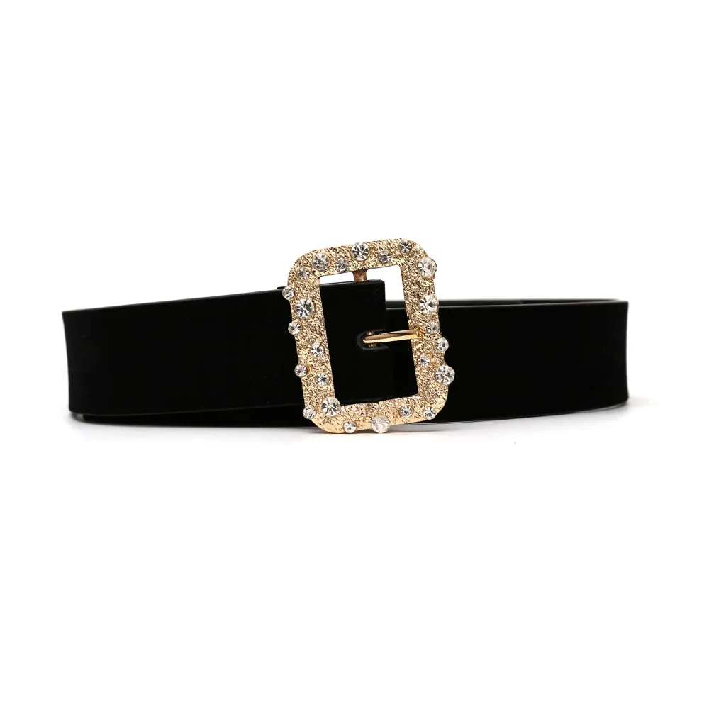 

Women Vintage Belt Fashion Metal Buckle Belts for Women 2020 Retro Alloy Velvet Waistband Female Pu Dress New Female European
