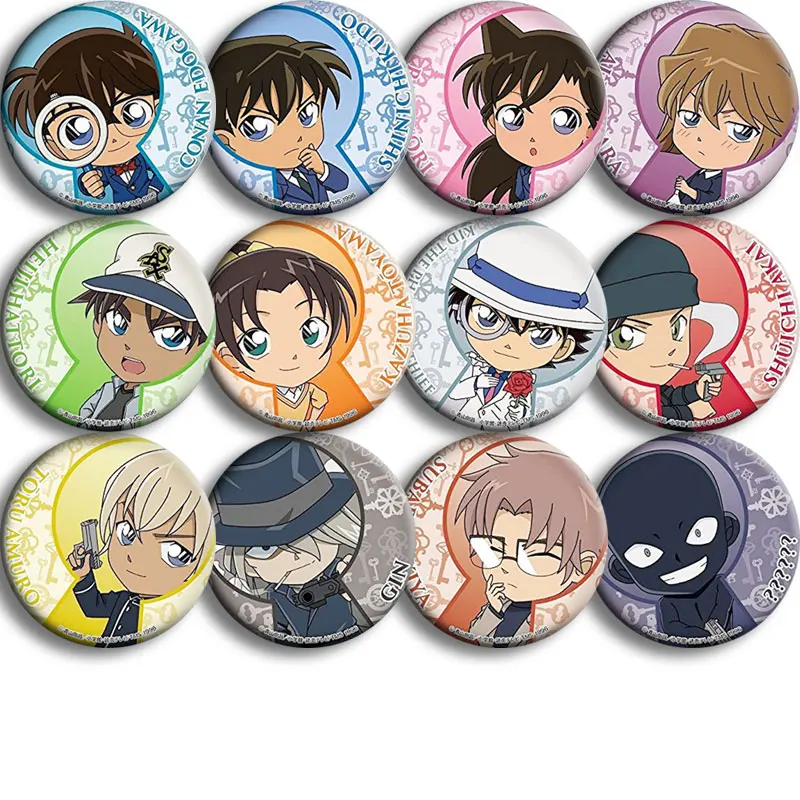 

Brdwn Detective Conan Case Closed Conan Edogawa Kudou Shinichi Mouri Kogorou Haibara Ai Cosplay Badge #ABE