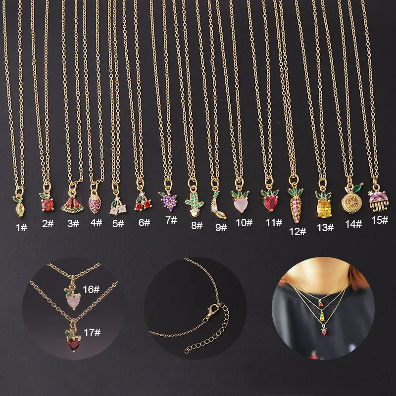 

One Piece Fruit Pendant Necklace for Women Stainless Steel Jewelry on The Neck Chain Christmas Gift Fruit Necklace Free Shipping