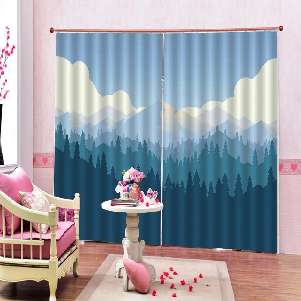 Мультяшный фон с изображением горного леса для гостиной спальни фантастический