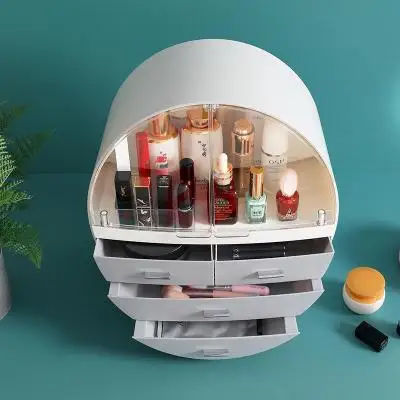 Флип 3 ящика комод круглый макияж коробка для хранения губная помада ювелирных изделий Сочетание пылезащитный Настольный туалетный столик отделочная коробка